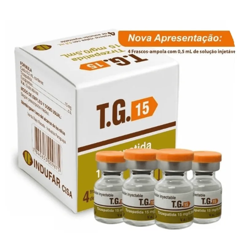 T.G Tirzepatida 15mg — Caixa 4 Ampolas